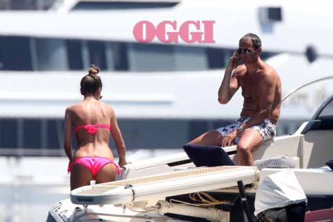 15.06.2013 Capri: Massimilano Allegri con la fidanzata Gloria Patrizzi. ESCLUSIVO POOL OLYCOM