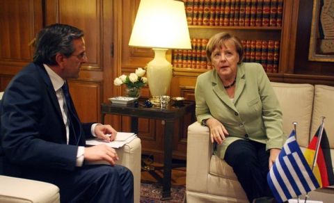 Με τον πρωθυπουργό Αντ. Σαμαρά συναντήθηκε στο Μέγαρο Μαξίμου η Γερμανίδα καγκελάριος Ανγκελα Μέρκελ η οποία επισκέφθηκε την Αθήνα, την Τρίτη 9 Οκτωβρίου 2012. (EUROKINISSI/ΤΑΤΙΑΝΑ ΜΠΟΛΑΡΗ)