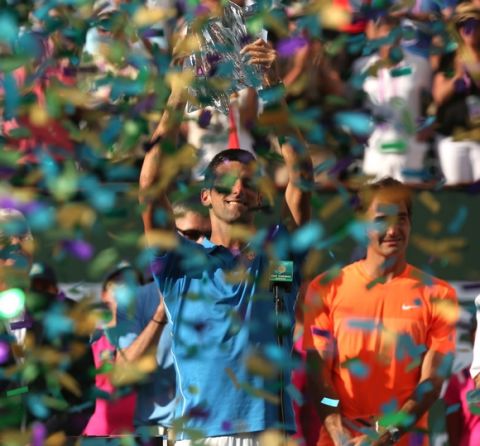 The 2015 BNP Paribas Open Mens Singles Final between Novak Djokovic and Roger Federer  in Indian Wells, California on Sunday, March 22, 2015.
(Photo by Billie Weiss/BNP Paribas Open)