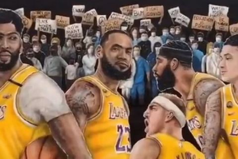 Λέικερς: Πανέμορφο γκράφιτι στο Λ.Α που απεικονίζει όλους τους παίκτες του ρόστερ