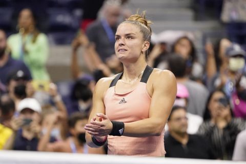 Η Μαρία Σάκκαρη συγκινημένη αμέσως μετά τη νίκη επί της Αντρεέσκου στο US Open