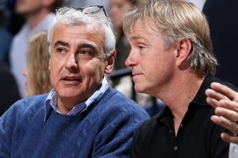 Milwaukee, WI - DECEMBER 9: Milwaukee Bucks owners Marc Lasry and Wesley R. Edens watches the game between the Milwaukee Bucks and the Atlanta Hawks on December 9, 2016 at the BMO Harris Bradley Center in Milwaukee, Wisconsin. NOTE TO USER: User expressly acknowledges and agrees that, by downloading and or using this Photograph, user is consenting to the terms and conditions of the Getty Images License Agreement. Mandatory Copyright Notice: Copyright 2016 NBAE (Photo by Gary Dineen/NBAE via Getty Images)