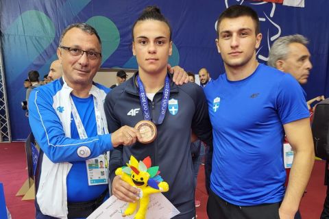 Η Ελισάβετ Τελτσίδου με το χάλκινο μετάλλιο στους Μεσογειακούς Αγώνες