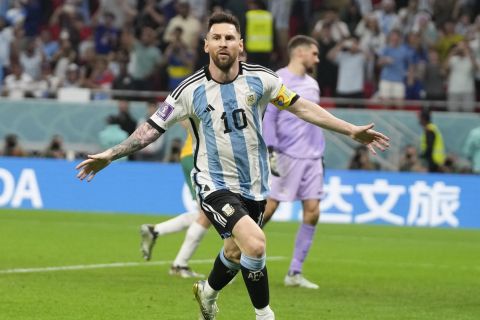 Ο Λιονέλ Μέσι πανηγυρίζει γκολ του στο Αργεντινή - Αυστραλία