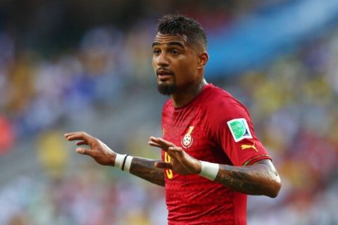 FORTALEZA, BRAZIL - JUNE 21:  Kevin-Prince Boateng of Ghana gestures during the 2014 FIFA World Cup Brazil Group G match between Germany and Ghana at Castelao on June 21, 2014 in Fortaleza, Brazil.  (Photo by Martin Rose/Getty Images)