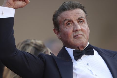 Actor Sylvester Stallone poses for photographers upon arrival at the awards ceremony of the 72nd international film festival, Cannes, southern France, Saturday, May 25, 2019. (AP Photo/Petros Giannakouris)