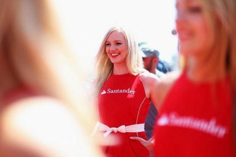 NUERBURG, GERMANY - JULY 07:  Grid girl is seen before the German Grand Prix at the Nuerburgring on July 7, 2013 in Nuerburg, Germany.  (Photo by Mark Thompson/Getty Images)