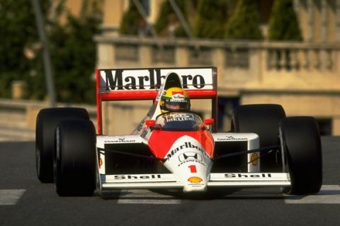 1989:  Ayrton Senna of Brazil in action in his McLaren Honda during the Monaco Grand Prix at the Monte Carlo circuit in Monaco. Senna finished in first place. \ Mandatory Credit: Pascal  Rondeau/Allsport