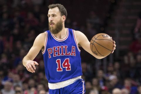 Philadelphia 76ers' Sergio Rodriguez in action during the second half of an NBA basketball game against the Detroit Pistons, Saturday, March 4, 2017, in Philadelphia. The Pistons won 136-106. (AP Photo/Chris Szagola)