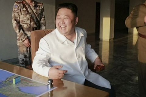 This image made from video of an undated still image broadcasted in a news bulletin on Tuesday, May 30, 2017, by North Korea's KRT shows North Korean leader Kim Jong Un watches a missile launch. North Korean state television (KRT) aired on Tuesday video of Kim apparently giving field guidance at the test fire of a Scud-type ballistic missile, which reportedly took place the previous day. Independent journalists were not given access to cover the event depicted in this photo.  (KRT via AP Video)
