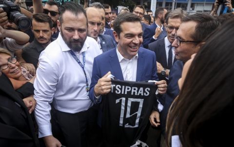 Επίσκεψη του Πρωθυπουργού Αλέξη Τσίπρα στο περίπτερο του ΠΑΟΚ στην 83η Διεθνή Έκθεση Θεσσαλονίκης, το Σάββατο, 8 Σεπτεμβρίου 2018.
(MOTIONTEAM)
