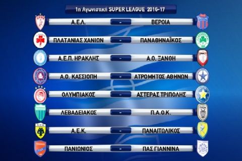 Κλήρωση Super League: Πρόγραμμα σεζόν 2016/17