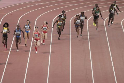 FILE - Competitors race in a women's 4x100 meter relay semifinal at the World Athletics Championships in Doha, Qatar, Friday, Oct. 4, 2019. The World Cup is just one way Qatar is using its massive wealth to project influence. By buying sports teams, hosting high-profile events, and investing billions in European capitals  such as buying Londons The Shard skyscraper  Qatar has been integrating itself into international finance and a network of support.     (AP Photo/Nariman El-Mofty, File)