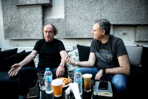 Ο Παναγιώτης Κελεσίδης με τον Δημήτρη Χριστοφιδέλλη στη συνέντευξή του στο SPORT24