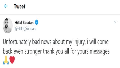 Σουντανί: "Δυστυχώς άσχημα νέα για τον τραυματισμό μου"