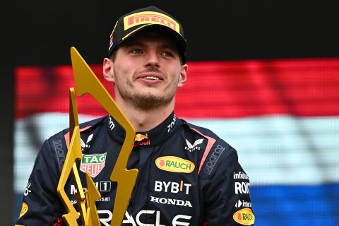 MONTREAL, QUEBEC - JUNE 18: Race winner Max Verstappen of the Netherlands and Oracle Red Bull Racing celebrates on the podium during the F1 Grand Prix of Canada at Circuit Gilles Villeneuve on June 18, 2023 in Montreal, Quebec. (Photo by Minas Panagiotakis/Getty Images)
