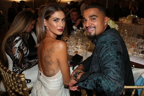 FLORENCE, ITALY - SEPTEMBER 13:  German football player Kevin-Prince Boateng and his girlfriend Melissa Satta attend the Celebrity Fight Night gala at Palazzo Vecchio during 2015 Celebrity Fight Night Italy benefiting the Andrea Bocelli Foundation on September 13, 2015 in Florence, Italy.  (Photo by Andrew Goodman/Getty Images for Celebrity Fight Night)