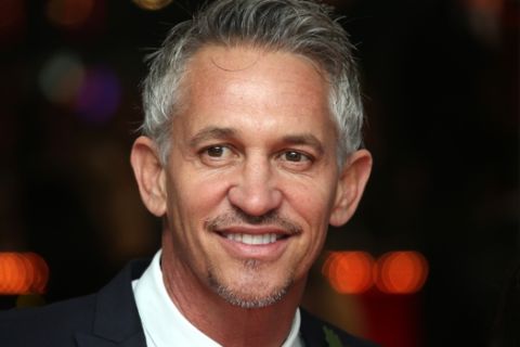 Gary Lineker poses for photographers upon arrival to the world premiere of the film The Hunger Games Mockingjay Part 1 in London, Monday, Nov. 10, 2014. (Photo by Joel Ryan/Invision/AP)
