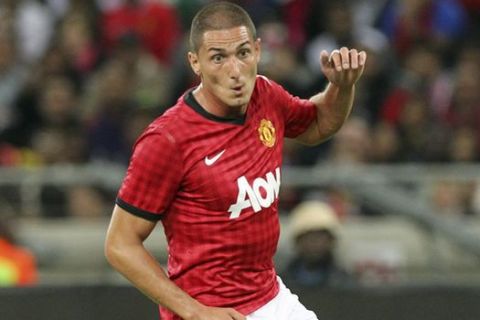 Manchester United Federico Macheda plays during their off session friendly match against AmaZulu at the Moses Mabhida stadium in Durban, South Africa, Wednesday, July 18, 2012. (AP Photo/Themba Hadebe)