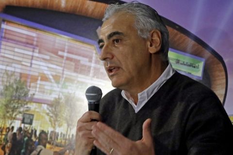 Milwaukee Bucks owner Marc Lasry talks at a news conference before an NBA basketball game against the Indiana Pacers Wednesday, April 13, 2016, in Milwaukee. (AP Photo/Morry Gash)