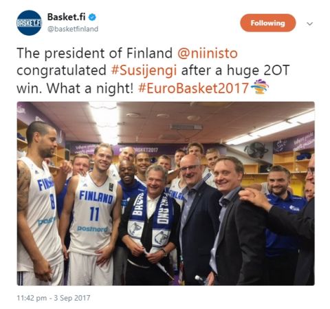 Στα αποδυτήρια της Φινλανδίας ο Πρόεδρος της χώρας!
