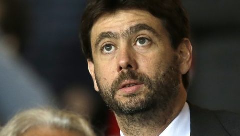 Italian businessman and president of Italian football club Juventus F.C, Andrea Agnelli, is seen before the Champions League quarterfinal second leg soccer match between Monaco and Juventus at Louis II stadium in Monaco, Wednesday, April 22, 2015. (AP Photo/Lionel Cironneau)

