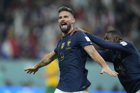 Ο Ζιρού πανηγυρίζει το γκολ του στο Γαλλία - Αυστραλία | 22 Νοεμβρίου 2022