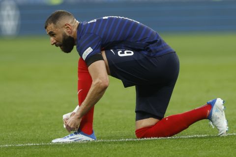 Ο Καρίμ Μπενζεμά της Γαλλίας σε στιγμιότυπο της αναμέτρησης με τη Δανία για τη φάση των ομίλων του Nations League 2022-2023 στο "Σταντ ντε Φρανς", Παρίσι | Παρασκευή 3 Ιουνίου 2022