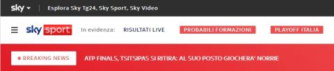 Η είδηση του Sky Italia για τον Τσιτσιπά