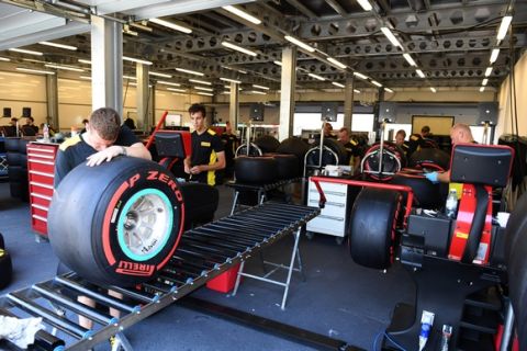 Pirelli preparation area at Formula One World Championship, Rd8, European Grand Prix, Preparations, Baku City Circuit, Baku, Azerbaijan, Wednesday 15 June 2016.
