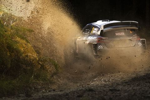 Elfyn Evans (GB) performs during FIA World Rally Championship 2018 in Deeside, Great-Britain on October 4, 2018 // Jaanus Ree/Red Bull Content Pool // AP-1X3PSB1BW2111 // Usage for editorial use only // Please go to www.redbullcontentpool.com for further information. // 