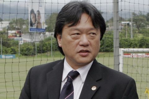 FILE - In this Dec. 2, 2008, file photo, Eduardo Li, then-president of Costa Rica's National Soccer Federation, is shown in Santa Ana, Costa Rica. The former head of the Costa Rican soccer federation has pleaded guilty in New York to conspiracy and other charges. Eduardo Li admitted in Friday's, Oct. 7, 2016, plea that he took hundreds of thousands of dollars in bribes from sports marketing executives and others. (AP Photo/Kent Gilbert, File)
