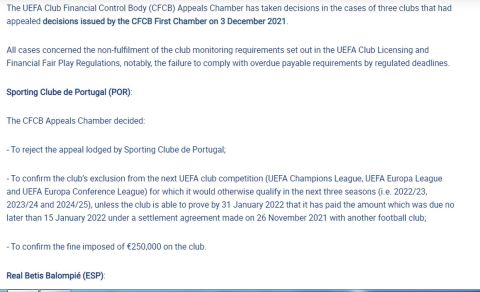 Η απόφαση της UEFA για τη Σπόρτινγκ