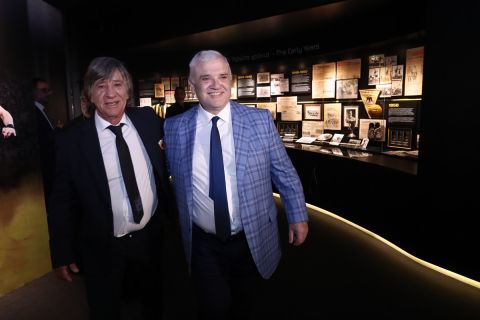 Οι Δημήτρης Μελισσανίδης και Θωμάς Μαύρος στα εγκαίνια του μουσείου ιστορίας της ΑΕΚ στην OPAP Arena | 20 Απριλίου 2024