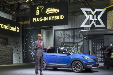 New terrain: Opel CEO Michael Lohscheller announced the arrival of the first Opel plug-in hybrid in the Grandland X.  