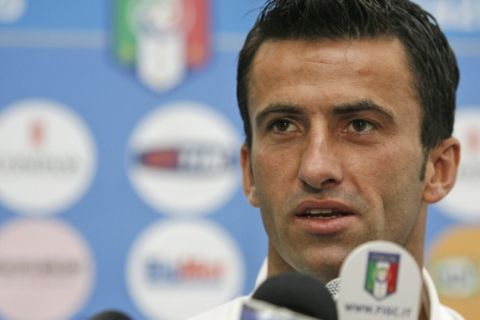 defender Christian Panucci speaks during a press conference at the Casa Azzurri, the  Italian team headquarters in Oberwaltersdorf, near Vienna, Austria, Saturday, June 7, 2008. Italy is in group C at the Euro 2008 European Soccer Championships in Austria and Switzerland. (AP Photo/Alessandra Tarantino)