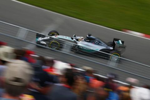 MONTREAL, QC - JUNE 05:  Lewis Hamilton of Great Britain and Mercedes GP drives during practice for the Canadian Formula One Grand Prix at Circuit Gilles Villeneuve on June 5, 2015 in Montreal, Canada.  (Photo by Clive Mason/Getty Images)