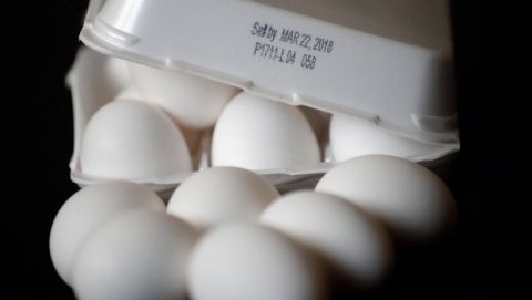 A carton of eggs that expired on March 22nd is shown Friday, March 30, 2018 in Phoenix. This year's Easter eggs may already hard-boiled, dyed and laid in a basket, but next year's batch might be a little less fresh. State lawmakers are on the verge of passing a proposal that would put a 45-day expiration date label on Grade A eggs, clearing the way for a longer window of use than the a current 24-day sell-by date. That means consumers could be cracking eggs that left the farm more than six weeks ago. (AP Photo/Matt York)