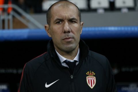 FILE - In this Wednesday, Nov. 1, 2017 file photo, Monaco's coach Leonardo Jardim waits for the start of their Champions League group G soccer match against Besiktas at the Besiktas Park stadium in Istanbul. Arsenal is looking for a new manager for the first time this century after Arsene Wenger on Friday, April 20, 2018 announced his decision to leave his role at the end of this season. An outside bet, but Jardim's stock has risen since after turning Monaco into a French champion and a Champions League semifinalist last season, playing an attacking brand of soccer that would be appreciated at Arsenal. (AP Photo/Lefteris Pitarakis, file)
