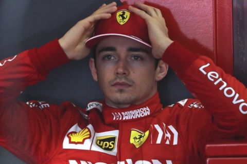 Ferrari driver Charles Leclerc of Monaco prepares for the first practice session of the Chinese Formula One Grand Prix at the Shanghai International Circuit in Shanghai on Friday, April 12, 2019. (AP Photo/Ng Han Guan)