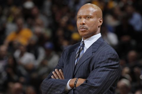 OAKLAND, CA - NOVEMBER 7: Head coach Byron Scott of the Cleveland Cavaliers face off against the Golden State Warriors on November 7, 2012 at Oracle Arena in Oakland, California. NOTE TO USER: User expressly acknowledges and agrees that, by downloading and or using this photograph, user is consenting to the terms and conditions of Getty Images License Agreement. Mandatory Copyright Notice: Copyright 2012 NBAE (Photo by Rocky Widner/NBAE via Getty Images)