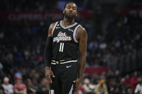 Los Angeles Clippers guard John Wall during the second half of an NBA basketball game against the Washington Wizards Saturday, Dec. 17, 2022, in Los Angeles. (AP Photo/Marcio Jose Sanchez)