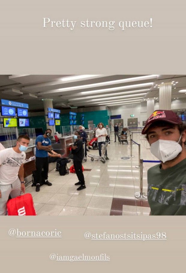 Ο Μπερετίνι ανέβασε ένα story στο Instagram από τη διαδικασία check-in στο αεροδρόμιο στην Αυστραλία