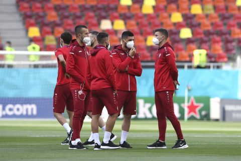 Παίκτες της Βόρειας Μακεδονίας πριν από το παιχνίδι με την Αυστρία για τη φάση των ομίλων του Euro 2020 στην "Αρένα Νατσιονάλα", Βουκουρέστι | Κυριακή 13 Ιουνίου 2021