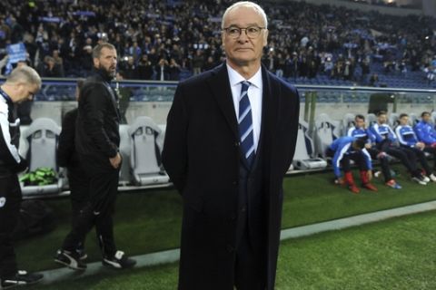 Leicester manager Claudio Ranieri stands by the bench before a Champions League group G soccer match between FC Porto and Leicester City at the Dragao stadium in Porto, Portugal, Wednesday, Dec. 7, 2016. (AP Photo/Paulo Duarte)