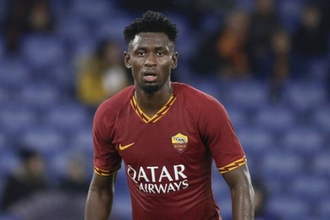 Roma's Amadou Diawara during a Serie A soccer match between Roma and Brescia, at Rome's Olympic Stadium, Sunday, Nov. 24, 2019. (AP Photo/Andrew Medichini)