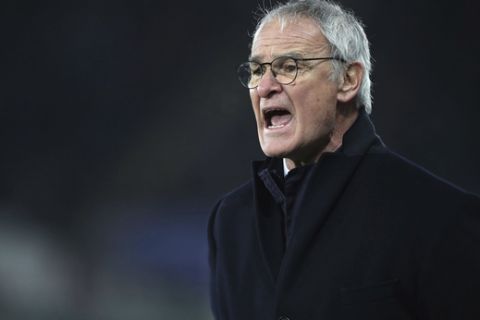 Leicester City manager Claudio Ranieri offers advice from the sideline during the English Premier League match Swansea against Leicester at the Liberty Stadium, Swansea, Wales, Sunday Feb. 12, 2017. (Nick Potts/PA via AP)