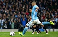 "MANCHESTER, ENGLAND - APRIL 12:  Sergio Aguero of Manchester City misses a penalty kick during the UEFA Champions League quarter final second leg match between Manchester City FC and Paris Saint-Germain at the Etihad Stadium on April 12, 2016 in Manchester, United Kingdom.  (Photo by Clive Brunskill/Getty Images)"