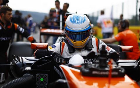 Spa Francorchamps, Belgium. 
Sunday 27 August 2017.
Fernando Alonso, McLaren, on the grid.
Photo: Steven Tee/McLaren
ref: Digital Image _R3I1331