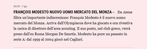 Το ρεπορτάζ της "Gazzetta dello Sport" για τον Μοντεστό